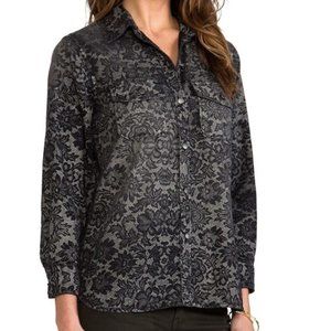CURRENT/ELLIOTT   Lace Print Vintage Denim Shirts  Size 1 (XS)  Black